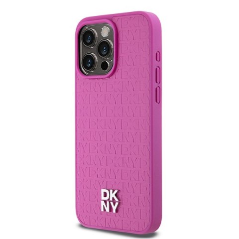 DKNY DKHMP15XPSHRPSP iPhone 15 Pro Max6.7" różowy/pink hardcase Leather Monogram Pattern Metal Logo MagSafe