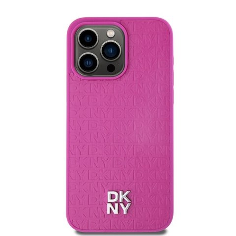 DKNY DKHMP15XPSHRPSP iPhone 15 Pro Max6.7" różowy/pink hardcase Leather Monogram Pattern Metal Logo MagSafe