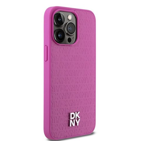 DKNY DKHMP15XPSHRPSP iPhone 15 Pro Max6.7" różowy/pink hardcase Leather Monogram Pattern Metal Logo MagSafe
