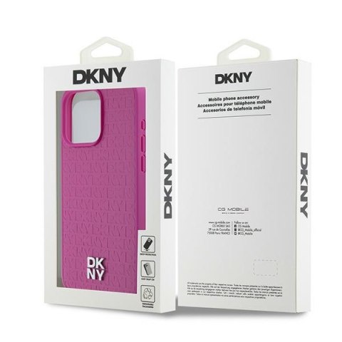 DKNY DKHMP15XPSHRPSP iPhone 15 Pro Max6.7" różowy/pink hardcase Leather Monogram Pattern Metal Logo MagSafe