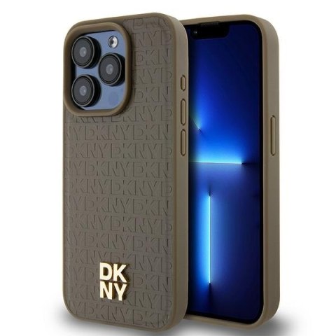 DKNY DKHMP15XPSHRPSW iPhone 15 Pro Max6.7" brown/brown hardcase Leather Pattern Metal Logo MagSafe