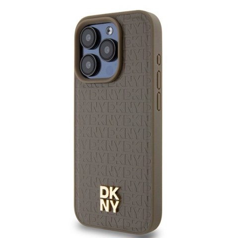 DKNY DKHMP15XPSHRPSW iPhone 15 Pro Max6.7" brown/brown hardcase Leather Pattern Metal Logo MagSafe