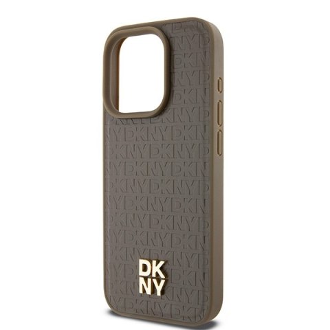 DKNY DKHMP15XPSHRPSW iPhone 15 Pro Max6.7" brown/brown hardcase Leather Pattern Metal Logo MagSafe