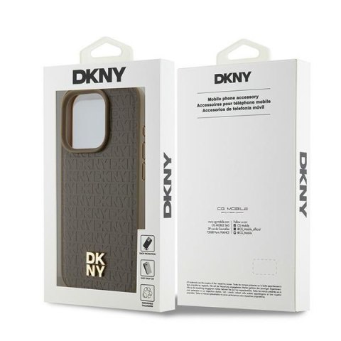 DKNY DKHMP15XPSHRPSW iPhone 15 Pro Max6.7" brown/brown hardcase Leather Pattern Metal Logo MagSafe