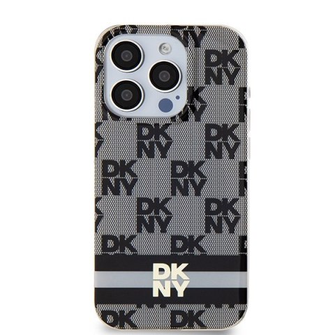 DKNY DKHMP15LHCPTSK iPhone 15 Pro6.1" czarny/black hardcase IML Checkered Mono Pattern & Printed Stripes MagSafe