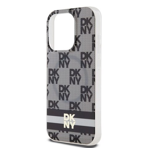 DKNY DKHMP15LHCPTSK iPhone 15 Pro6.1" czarny/black hardcase IML Checkered Mono Pattern & Printed Stripes MagSafe