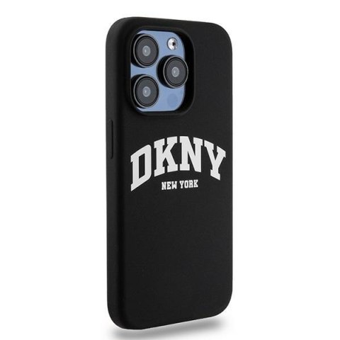 DKNY DKHMP15LSNYACH iPhone 15 Pro6.1" czarny/black hardcase Liquid Silicone White Printed Logo MagSafe