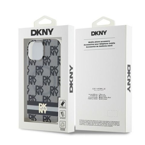 DKNY DKHMP15MHCPTSK iPhone 15 Plus /14 Plus 6.7" czarny/black hardcase IML Checkered Mono Pattern & Printed Stripes MagSafe