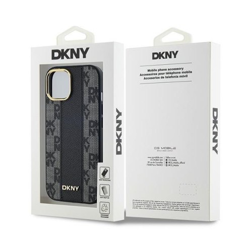 DKNY DKHMP15MPCPVSLK iPhone 15 Plus /14 Plus 6.7" czarny/black hardcase Leather Checkered Mono Pattern MagSafe