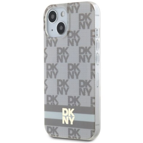 DKNY DKHMP15SHCPTSE iPhone 15 / 14 / 136.1" beżowy/beige hardcase IML Checkered Mono Pattern & Printed Stripes MagSafe