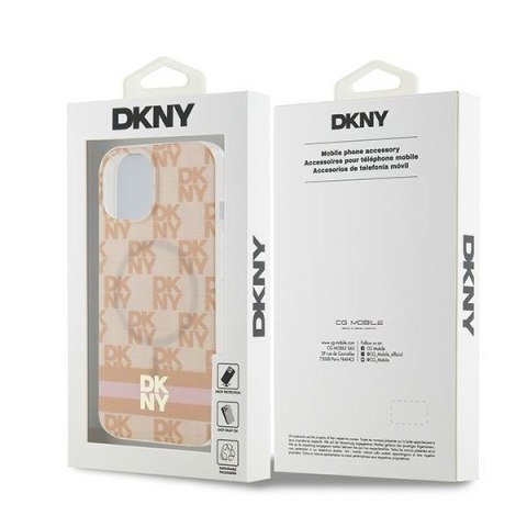 DKNY DKHMP15SHCPTSP iPhone 15 / 14 / 136.1" różowy/pink hardcase IML Checkered Mono Pattern & Printed Stripes MagSafe