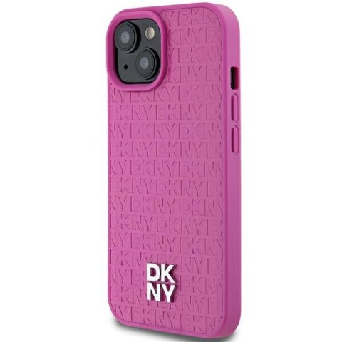 DKNY DKHMP15SPSHRPSP iPhone 15 / 14 / 136.1" różowy/pink hardcase Leather Pattern Metal Logo MagSafe