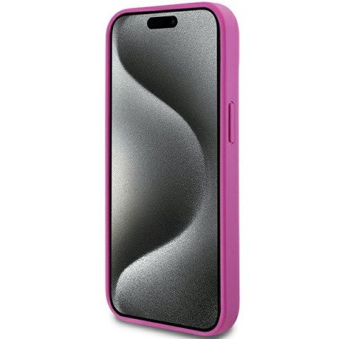 DKNY DKHMP15SPSHRPSP iPhone 15 / 14 / 136.1" różowy/pink hardcase Leather Pattern Metal Logo MagSafe