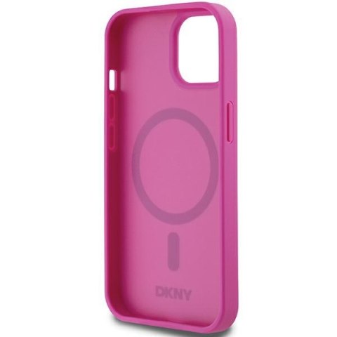 DKNY DKHMP15SPSHRPSP iPhone 15 / 14 / 136.1" różowy/pink hardcase Leather Pattern Metal Logo MagSafe