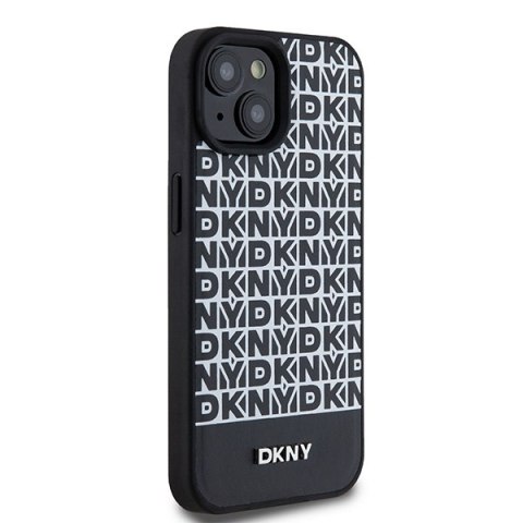 DKNY DKHMP15SPSOSPK iPhone 15 / 14 / 136.1" czarny/black hardcase Leather Printed Pattern Metal Logo MagSafe