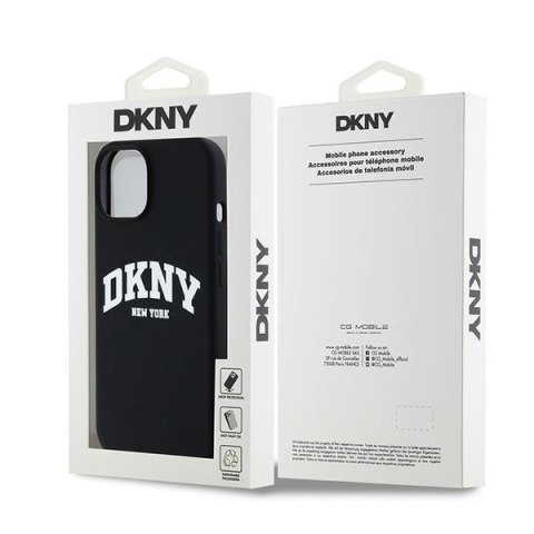 DKNY DKHMP15SSNYACH iPhone 15 / 14 / 136.1" czarny/black hardcase Liquid Silicone White Printed Logo MagSafe