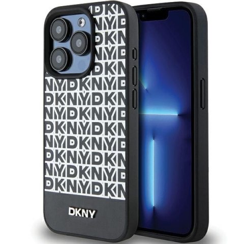 DKNY DKHMP15XPSOSPK iPhone 15 Pro Max6.7" czarny/black hardcase Leather Printed Pattern Metal Logo MagSafe