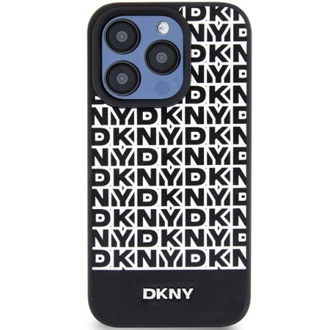 DKNY DKHMP15XPSOSPK iPhone 15 Pro Max6.7" czarny/black hardcase Leather Printed Pattern Metal Logo MagSafe