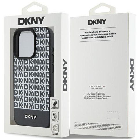 DKNY DKHMP15XPSOSPK iPhone 15 Pro Max6.7" czarny/black hardcase Leather Printed Pattern Metal Logo MagSafe