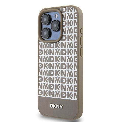 DKNY DKHMP15XPSOSPW iPhone 15 Pro Max6.7" brązowy/brown hardcase Leather Printed Pattern Metal Logo MagSafe