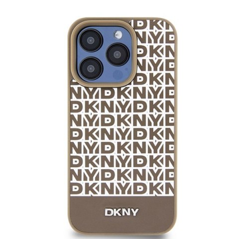 DKNY DKHMP15XPSOSPW iPhone 15 Pro Max6.7" brązowy/brown hardcase Leather Printed Pattern Metal Logo MagSafe