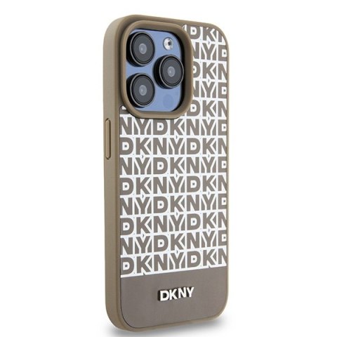 DKNY DKHMP15XPSOSPW iPhone 15 Pro Max6.7" brązowy/brown hardcase Leather Printed Pattern Metal Logo MagSafe