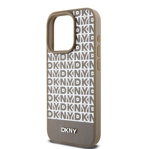 DKNY DKHMP15XPSOSPW iPhone 15 Pro Max6.7" brązowy/brown hardcase Leather Printed Pattern Metal Logo MagSafe