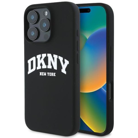 DKNY DKHMP16LSNYACH iPhone 16 Pro6.3" czarny/black hardcase Silicone White Printed Logo MagSafe
