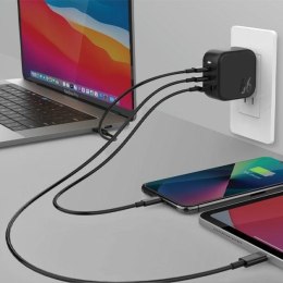 ENERGEA ład. siec. 1xUSB+2xUSB-C PD-PPS-QC 3.0 66W 2C1A czarny/black US+EU Travelite GAN66