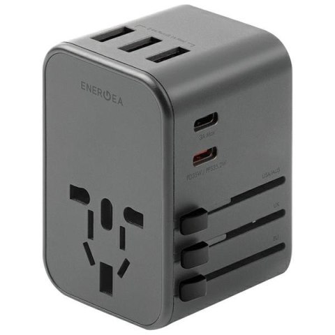 ENERGEA ład. siec. 3xUSB+2xUSB-C PD-PPS-QC 3.0 35.5W 3A2C adapter 4w1 US/UA/EU/UK szary/gunmetal Travelworld