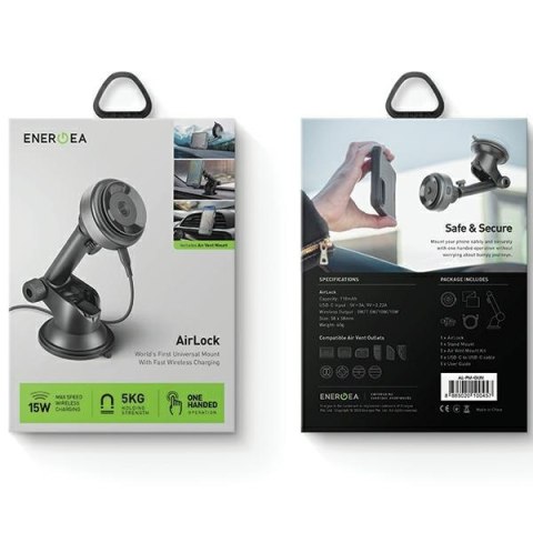 ENERGEA uniwersalny uchwyt indukcyjnyAirLock na kokpit/do kratki czarny/black