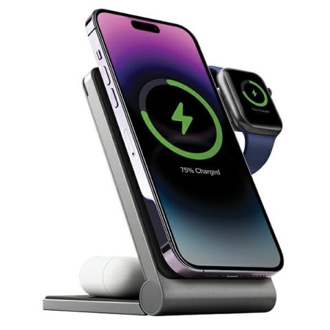 Energea MagTrio składana ład. indukcyjna 3w1 15W Fast Charging szary/gunmetal MagSafe