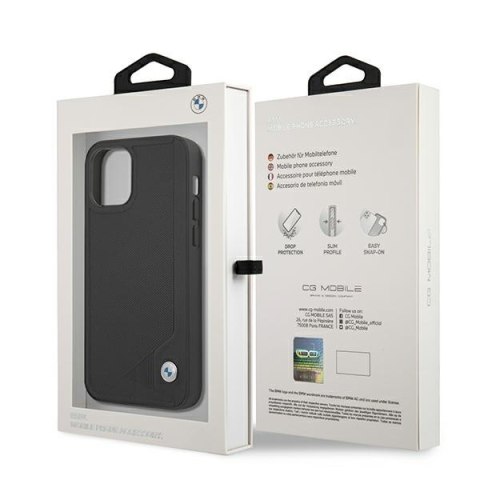 Etui BMW BMHCP12SRCDPK iPhone 12 mini5,4" czarny/black hardcase Leather Deboss