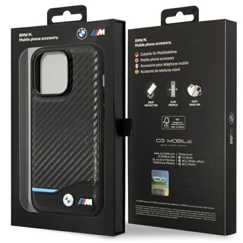 Etui BMW BMHCP13X22NBCK iPhone 13 ProMax 6.7" czarny/black hardcase Leather Carbon
