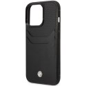 Etui BMW BMHCP14X22RSEPK iPhone 14 Pro Max 6,7" czarny/black Leather Card Slot