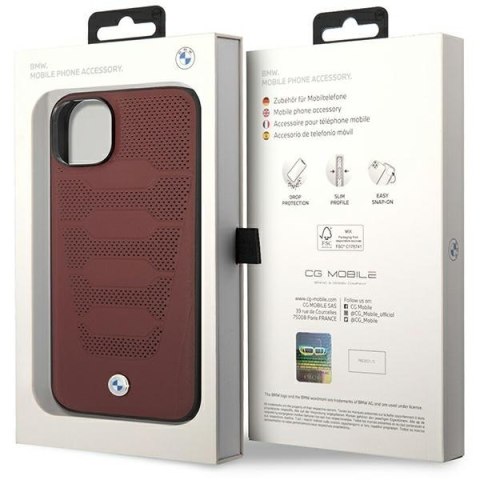 Etui BMW BMHCP14S22RPSR iPhone 14 / 15 / 13 6.1" burgundowy/burgundy Leather Seats Pattern