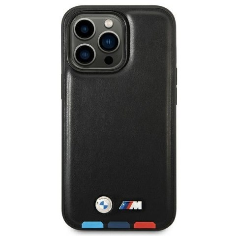 Etui BMW BMHMP14X22PTDK iPhone 14 ProMax 6,7" czarny/black Leather Stamp Tricolor Magsafe