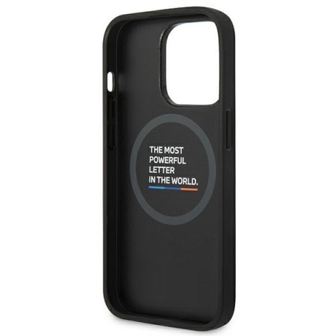 Etui BMW BMHMP14X22PTDK iPhone 14 ProMax 6,7" czarny/black Leather Stamp Tricolor Magsafe