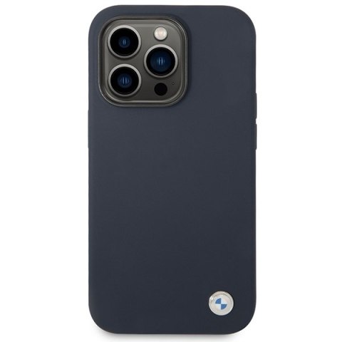 Etui BMW BMHMP14XSILNA iPhone 14 Pro Max 6,7" granatowy/navy Silicone Metal Logo MagSafe