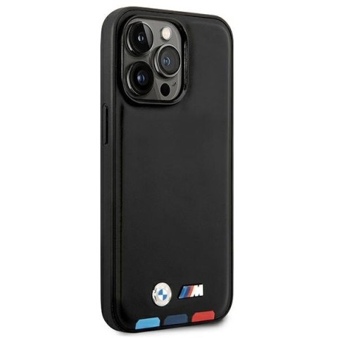 Etui BMW BMHMP14L22PTDK iPhone 14 Pro 6,1" czarny/black Leather Stamp Tricolor Magsafe