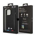 Etui BMW BMHMP14L22PTDK iPhone 14 Pro 6,1" czarny/black Leather Stamp Tricolor Magsafe