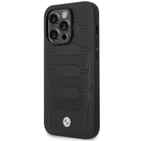 Etui BMW BMHMP14L22RPSK iPhone 14 Pro 6,1" czarny/black Leather Seats Pattern MagSafe