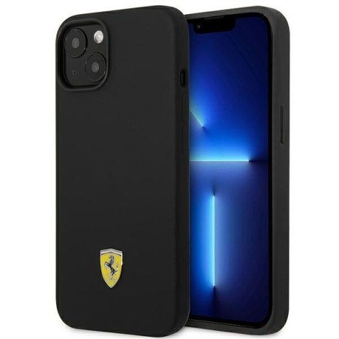 Ferrari FEHCP14SSIBBK iPhone 14 / 15 / 13 6.1" czarny/black hardcase Silicone Metal Logo
