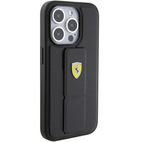 Ferrari FEHCP15LGSPSIK iPhone 15 Pro 6.1" czarny/black hardcase Grip Stand Metal Logo