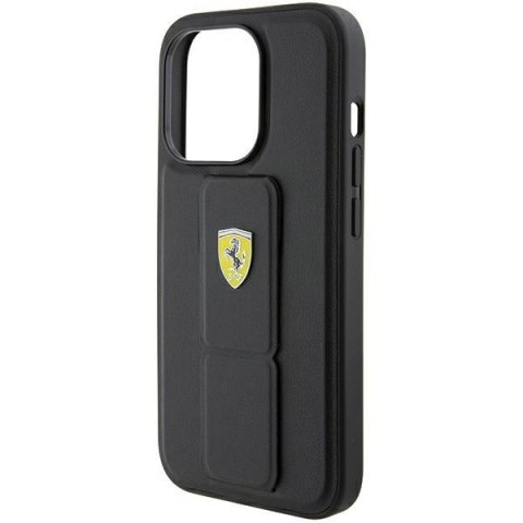 Ferrari FEHCP15LGSPSIK iPhone 15 Pro 6.1" czarny/black hardcase Grip Stand Metal Logo