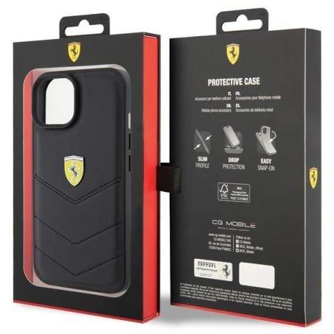 Ferrari FEHCP15SRDUK iPhone 15 / 14 / 13 6.1" czarny/black hardcase Quilted Metal Logo