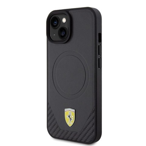 Ferrari FEHMP15SPTEK iPhone 15 / 14 / 13 6.1" czarny/black hardcase Carbon Metal Logo MagSafe