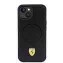 Ferrari FEHMP15SPTEK iPhone 15 / 14 / 13 6.1" czarny/black hardcase Carbon Metal Logo MagSafe