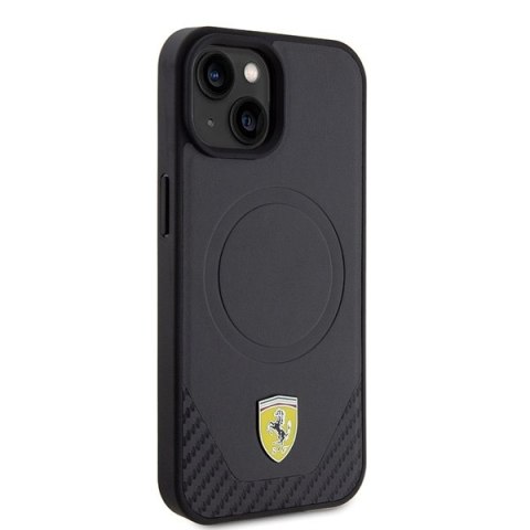 Ferrari FEHMP15SPTEK iPhone 15 / 14 / 13 6.1" czarny/black hardcase Carbon Metal Logo MagSafe