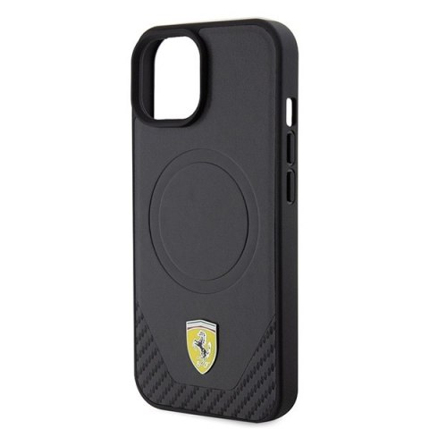 Ferrari FEHMP15SPTEK iPhone 15 / 14 / 13 6.1" czarny/black hardcase Carbon Metal Logo MagSafe